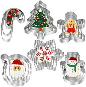 Christmas Cookie Cutters - 18 Pcs Holiday Cookie Cutter Set - Santa Face, Christmas Tree, Snowflake, Gingerbread Men, Snowman and Candy Cane Shapes Cookie Molds for Winter Holiday DIY Baking Christmas Cookie Cutters - 18 Pcs Holiday Cookie Cutter Set - Santa Face, Christmas Tree, Snowflake, Gingerbread Men, Snowman and Candy Cane Shapes Cookie Molds for Winter Holiday DIY Baking