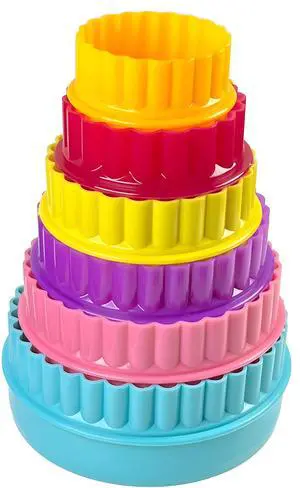 Cookie Biscuit Cutter Set, 6-Pack Dual-Sided Round Plastic Cutters, Smooth & Ruffled Edges, Multi-Size Shapes for Cookies, Cake, Fruit & Vegetables Cookie Biscuit Cutter Set, 6-Pack Dual-Sided Round Plastic Cutters, Smooth & Ruffled Edges, Multi-Size Shapes for Cookies, Cake, Fruit & Vegetables