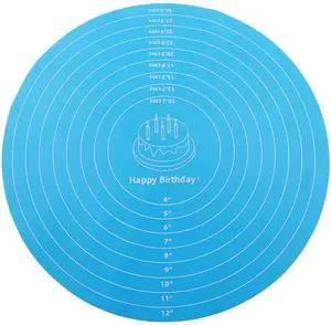 12 Inch Silicone Cake Mat, Round, Blue | With Measurements, Non-Stick Cookie Pad, Reusable Pastry Baking Sheet, For Baking Pizza Pan/Rolling Dough 12 Inch Silicone Cake Mat, Round, Blue | With Measurements, Non-Stick Cookie Pad, Reusable Pastry Baking Sheet, For Baking Pizza Pan/Rolling Dough