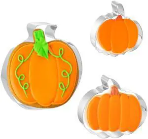 Pumpkin Cookie Cutters 3 PCS, 3'', 3.5'', 4.5'' | for Halloween, Thanksgiving Pumpkin Cookie Cutters 3 PCS, 3'', 3.5'', 4.5'' | for Halloween, Thanksgiving