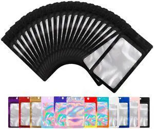 100 Pack Mylar Bags with Clear Window,Food Storage Smell Proof Bags,Scratch Resistant Hand Packaging,Resealable Bags for Small Bussiness Cookies Candy Sample (Black, 2.94 * 5.31 inch) 100 Pack Mylar Bags with Clear Window,Food Storage Smell Proof Bags,Scratch Resistant Hand Packaging,Resealable Bags for Small Bussiness Cookies Candy Sample (Black, 2.94 * 5.31 inch)