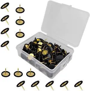 100 Pcs Thumb Tacks, Drawing Pins, Metal Flat Push Pins, Round Head Drawing Pins with Storage Box for Map, Photo Wall, Office, Corkboards (Black, 100) 100 Pcs Thumb Tacks, Drawing Pins, Metal Flat Push Pins, Round Head Drawing Pins with Storage Box for Map, Photo Wall, Office, Corkboards (Black, 100)