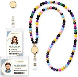 MyfavoriteK Fun Colorful Retractable Wooden Neck Lanyards for Id Badge Reel Beaded Teacher Lanyards for Women Men (Cute) MyfavoriteK Fun Colorful Retractable Wooden Neck Lanyards for Id Badge Reel Beaded Teacher Lanyards for Women Men (Cute)