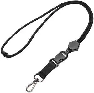 HZMM Breakaway Neck Lanyard for ID Badges - Durable Heavy-Duty Round Cord with Safety Breakaway and Detachable Buckle, Adjustable Black Key Lanyard with Metal Hook for ID Card and Keys HZMM Breakaway Neck Lanyard for ID Badges - Durable Heavy-Duty Round Cord with Safety Breakaway and Detachable Buckle, Adjustable Black Key Lanyard with Metal Hook for ID Card and Keys