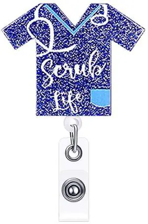 ANDGING Scrub Life Badge Reel Holder, Navy Blue Badge Reels Retractable for Nurses, Cute Funny Badge Clip RN LVN LPN CNA Nursing Student Medical Essentials ID Name Card Badge with Alligator Clip ANDGING Scrub Life Badge Reel Holder, Navy Blue Badge Reels Retractable for Nurses, Cute Funny Badge Clip RN LVN LPN CNA Nursing Student Medical Essentials ID Name Card Badge with Alligator Clip