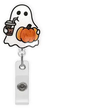 Funny Halloween Badge Reel Retractable, Handheld Drinking Milk Tea Ghost Badge Reels ID Name Acrylic Alligator Holder Clip Name Tag Badge Clip for Nurse, Nursing Student, Teache and Office Worker Funny Halloween Badge Reel Retractable, Handheld Drinking Milk Tea Ghost Badge Reels ID Name Acrylic Alligator Holder Clip Name Tag Badge Clip for Nurse, Nursing Student, Teache and Office Worker