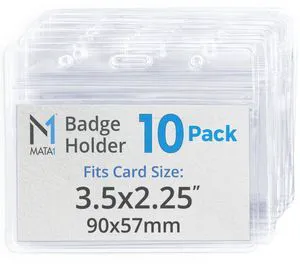 Plastic Card Holder, Clear, 3.5x2.25 Inch, 10 Pack | Mata1-USA Horizontal Badge Holder for ID Name Badge with Zipper, Waterproof Nametag Holder for Conferences and Company Events Plastic Card Holder, Clear, 3.5x2.25 Inch, 10 Pack | Mata1-USA Horizontal Badge Holder for ID Name Badge with Zipper, Waterproof Nametag Holder for Conferences and Company Events