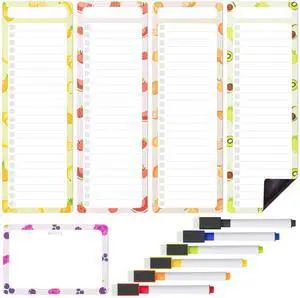 4" x 12" Magnetic Dry Erase to Do List Set, 11 Pack, Fruit Style | 4X Dry Erase to Do List White Board, 6X Colorful Whiteboard Markers and 6" x 4" Magnetic Whiteboard Note 4" x 12" Magnetic Dry Erase to Do List Set, 11 Pack, Fruit Style | 4X Dry Erase to Do List White Board, 6X Colorful Whiteboard Markers and 6" x 4" Magnetic Whiteboard Note