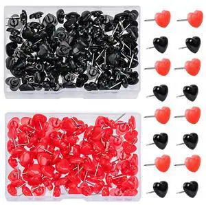 Plastic Heart Push Pins for Message Boards, Total 100Pcs, Red and Black Pinhead, Metal Needle Map Tacks, Travel Location Indicator Pins for Saint Valentine's Day & Daily Plastic Heart Push Pins for Message Boards, Total 100Pcs, Red and Black Pinhead, Metal Needle Map Tacks, Travel Location Indicator Pins for Saint Valentine's Day & Daily
