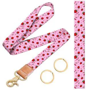 AUAPSWZ Cool Neck Lanyard for Keys, Wallets and ID Badge Holders, Cute Keychain Long Lanyard for Women Men Cute Pink Strawberry AUAPSWZ Cool Neck Lanyard for Keys, Wallets and ID Badge Holders, Cute Keychain Long Lanyard for Women Men Cute Pink Strawberry