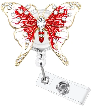 Butterfly Badge Reel Retractable Name Card Holders Clip RN LPN CNA MA Medical Worker Teacher Nurse Badge Accessories Red Butterfly Badge Reel Retractable Name Card Holders Clip RN LPN CNA MA Medical Worker Teacher Nurse Badge Accessories Red