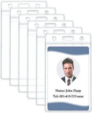 6 Pack Waterproof Badge Holders for Work Travel Cards | Six waterproof clear card sleeves with heavy-duty resealable zips protect IDs, credit cards and key cards for travel 6 Pack Waterproof Badge Holders for Work Travel Cards | Six waterproof clear card sleeves with heavy-duty resealable zips protect IDs, credit cards and key cards for travel