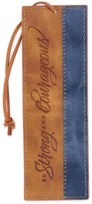 Christian Art Gifts Faux Leather Scripture Bookmark: Strong and Courageous | Brown & Navy Blue, Joshua 1:9 Bible Verse, Cord, Book & Bible Reading Accessory, Encouragement Gifts, Christian Bookmarks Christian Art Gifts Faux Leather Scripture Bookmark: Strong and Courageous | Brown & Navy Blue, Joshua 1:9 Bible Verse, Cord, Book & Bible Reading Accessory, Encouragement Gifts, Christian Bookmarks