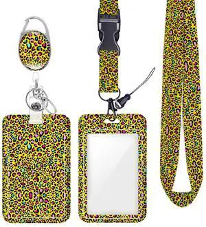 Yellow Rainbow Neon Leopard ID Badge Holder Badge Reel Lanyards for ID Badges Work Protector Retractable Carabiner Clips Heavy Duty Key Lanyard for Women Nurse Doctor Student Christmas Birthday Gifts Yellow Rainbow Neon Leopard ID Badge Holder Badge Reel Lanyards for ID Badges Work Protector Retractable Carabiner Clips Heavy Duty Key Lanyard for Women Nurse Doctor Student Christmas Birthday Gifts