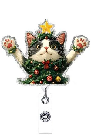 Christmas Badge Reel Retractable Cute Little Cat Badge Holder Funny ID Card Badge Reels with Alligator Clip Christmas Kitten Badge Reels for Women Doctor Nursing Student Teacher CNA RN Worker Gifts Christmas Badge Reel Retractable Cute Little Cat Badge Holder Funny ID Card Badge Reels with Alligator Clip Christmas Kitten Badge Reels for Women Doctor Nursing Student Teacher CNA RN Worker Gifts