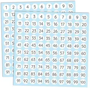 25 Sheets, 1 to 100, Number Stickers Labels - 0.4" Round, Pack of 2500 25 Sheets, 1 to 100, Number Stickers Labels - 0.4" Round, Pack of 2500