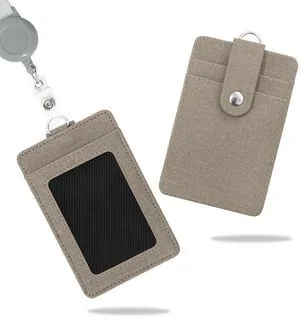 Wocoxo ID Badge Holder with Retractable Lanyard, Vertical PU Leather ID Badge Card Holder with 2 Card Slots (Grey) Wocoxo ID Badge Holder with Retractable Lanyard, Vertical PU Leather ID Badge Card Holder with 2 Card Slots (Grey)