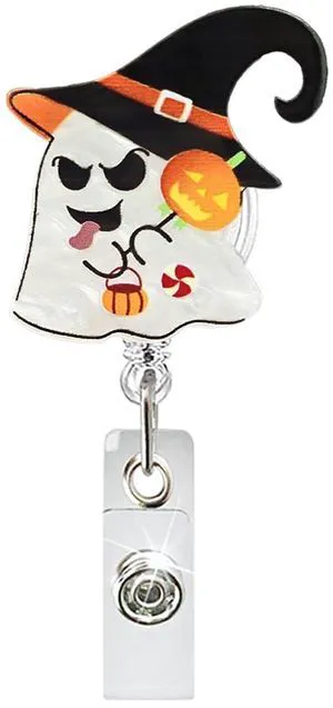 Halloween Funny Ghost Badge Reel,Cute Shape Acrylic Badge for Id Card Badge,Telescoping Retractable Badge Holder Alligator Clip Accessories for Nurse,Medical Worker,Nursing Student,Teacher Halloween Funny Ghost Badge Reel,Cute Shape Acrylic Badge for Id Card Badge,Telescoping Retractable Badge Holder Alligator Clip Accessories for Nurse,Medical Worker,Nursing Student,Teacher