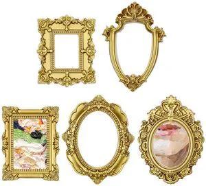 Vintage Resin Picture Frame 10 PC Mini Gold Baroque Antique Ornaments | Sibba Small Table Top Jewelry Display Oval Rectangle Wall Hanging Photography Holder for DIY Photo Christmas Home Decor Vintage Resin Picture Frame 10 PC Mini Gold Baroque Antique Ornaments | Sibba Small Table Top Jewelry Display Oval Rectangle Wall Hanging Photography Holder for DIY Photo Christmas Home Decor