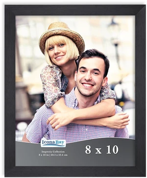Icona Bay 8x10 Black Picture Frame, Simple Modern Design, Table Top Kickstand and Wall Hanging Hooks Included, Impresia Collection Icona Bay 8x10 Black Picture Frame, Simple Modern Design, Table Top Kickstand and Wall Hanging Hooks Included, Impresia Collection