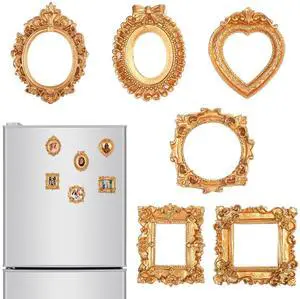 Gjinxi Small Gold Picture Frame 6 PCS Mini Vintage Resin Frames | Baroque Antique Ornaments, Table Top Jewelry Display, Oval Rectangle Heart, Photography Holder, for DIY Photo Gjinxi Small Gold Picture Frame 6 PCS Mini Vintage Resin Frames | Baroque Antique Ornaments, Table Top Jewelry Display, Oval Rectangle Heart, Photography Holder, for DIY Photo