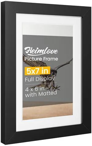 Heimlove 5x7 Black Picture Frame,Black 5 x 7 Photo Frames Display Pictures 4x6 with Mat or 5x7 Without Mat,with HD Plexiglass,for Postcard Diploma Poster Collage for Tabletop or Wall Mounted Heimlove 5x7 Black Picture Frame,Black 5 x 7 Photo Frames Display Pictures 4x6 with Mat or 5x7 Without Mat,with HD Plexiglass,for Postcard Diploma Poster Collage for Tabletop or Wall Mounted