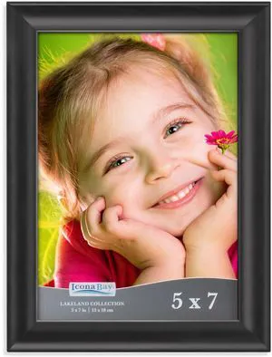Icona Bay 5x7 Black Picture Frame - Contemporary Photo Frame 5 x 7 | Icona Bay Engineered Wood Frame for Walls or Tabletop, Photo Holder with Heat-Strengthened Glass, Lakeland Collection Icona Bay 5x7 Black Picture Frame - Contemporary Photo Frame 5 x 7 | Icona Bay Engineered Wood Frame for Walls or Tabletop, Photo Holder with Heat-Strengthened Glass, Lakeland Collection