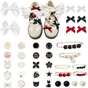 Lospfo 38 Pcs Shoe Charms for Sneakers Satin Bow Sneaker Charm for Shoe Lace with Bows/Jewelry/Pins/Clips Shoelace DIY Charms Decoration for Women (White) Lospfo 38 Pcs Shoe Charms for Sneakers Satin Bow Sneaker Charm for Shoe Lace with Bows/Jewelry/Pins/Clips Shoelace DIY Charms Decoration for Women (White)