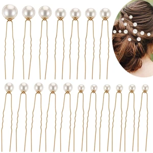 18 Pieces Bridal Hair Accessories Wedding Pearls Hair Pins U Shaped Pearl Clips for Bride Bridesmaid Women Girls (Gold) 18 Pieces Bridal Hair Accessories Wedding Pearls Hair Pins U Shaped Pearl Clips for Bride Bridesmaid Women Girls (Gold)