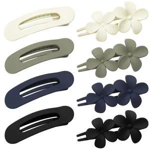 obeoby 8 Pcs Flat Hair Claw Clips For Women, 2 Styles French Barrettes Set | Matte 4 Colors, Lay-Flat/Flowers Design, Non-Slip Plastic Medium Large Hair Pins For Thick Thin Accessories Gifts obeoby 8 Pcs Flat Hair Claw Clips For Women, 2 Styles French Barrettes Set | Matte 4 Colors, Lay-Flat/Flowers Design, Non-Slip Plastic Medium Large Hair Pins For Thick Thin Accessories Gifts