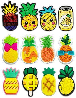 12PCS Pineapple Shoe Charms for Croc Bubble Slides Clogs Sandals, Cute Shoe Accessories Decorations for Girls Women Teens Adults 12PCS Pineapple Shoe Charms for Croc Bubble Slides Clogs Sandals, Cute Shoe Accessories Decorations for Girls Women Teens Adults
