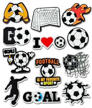 12PCS Soccer Shoe Charms for Croc Bubble Slides Clogs Sandals, Sports Shoe Accessories Decorations for Men Boys Teens Adults 12PCS Soccer Shoe Charms for Croc Bubble Slides Clogs Sandals, Sports Shoe Accessories Decorations for Men Boys Teens Adults
