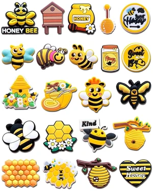 BOWNDY Bee Shoes Decoration Charms fits for Clog Sandals,Bee Shoe Decorations Gift for Boys Girls Kids Teens Men and Women Adults BOWNDY Bee Shoes Decoration Charms fits for Clog Sandals,Bee Shoe Decorations Gift for Boys Girls Kids Teens Men and Women Adults