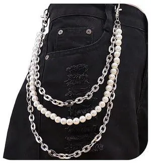 Wallet Chain Pants Chains for Men Women - 3 Layer Multi-Layer Hip Hop Punk Rock Chains with Pendants for Jeans, Bags, Accessories Wallet Chain Pants Chains for Men Women - 3 Layer Multi-Layer Hip Hop Punk Rock Chains with Pendants for Jeans, Bags, Accessories