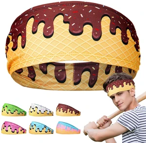 Suncalla Baseball Headband Ice Cream Headband Baseball Ice Cream Drip Athletic Sweatband Workout Hairband Breathable Soft Elastic for Men Women Adults(1 Pcs,Brown) Suncalla Baseball Headband Ice Cream Headband Baseball Ice Cream Drip Athletic Sweatband Workout Hairband Breathable Soft Elastic for Men Women Adults(1 Pcs,Brown)