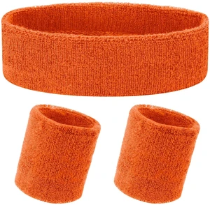 Yolev 3Pieces Sweatband Set, Sports Headband and Wristbands, Set of 1 Headband and 2 Wristbands, for Athletic Men and Women, Black and Neon Green, One Size(Orange) Yolev 3Pieces Sweatband Set, Sports Headband and Wristbands, Set of 1 Headband and 2 Wristbands, for Athletic Men and Women, Black and Neon Green, One Size(Orange)