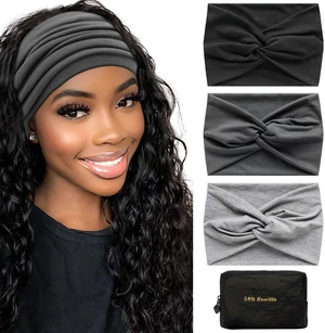 S&N Remille Wide Headbands for Women, Large Hairband, Elastic Non-Slip Headband Twist Knotted Accessories, Yoga Workout Vintage Hair 3 Pack (Colour-9) S&N Remille Wide Headbands for Women, Large Hairband, Elastic Non-Slip Headband Twist Knotted Accessories, Yoga Workout Vintage Hair 3 Pack (Colour-9)