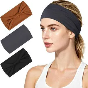 WantGor Headbands for Women, Wide Elastic Headband Large Knotted Head Bands | Thick Sports Stretchy Sweat Bands Hair Accessories for Gym, Workout, Makeup, Running, 3 Pack WantGor Headbands for Women, Wide Elastic Headband Large Knotted Head Bands | Thick Sports Stretchy Sweat Bands Hair Accessories for Gym, Workout, Makeup, Running, 3 Pack