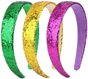 Uintoon Headbands for Girls, 3 Pack Mardi Gras Glitter Girls Headbands | Sparkly Purple Gold Green Hair Bands for Girls Toddler Non Slip Bling Sequin Head Bands Mardi Gras Hair Accessories Uintoon Headbands for Girls, 3 Pack Mardi Gras Glitter Girls Headbands | Sparkly Purple Gold Green Hair Bands for Girls Toddler Non Slip Bling Sequin Head Bands Mardi Gras Hair Accessories