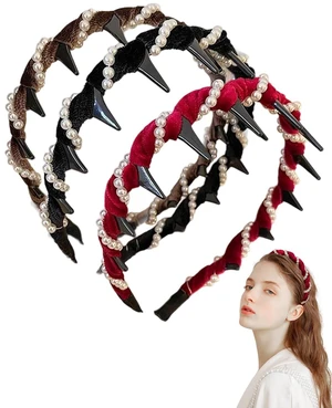 Wusinsz 3 Pack Vintage Pearl Headbands for Women, High Cranium Non-Slip Headband with Teeth & Beads, Double-Sided Wedding Party Hair Accessories Wusinsz 3 Pack Vintage Pearl Headbands for Women, High Cranium Non-Slip Headband with Teeth & Beads, Double-Sided Wedding Party Hair Accessories