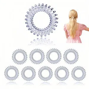 Hair Ties for Women, 10 Pack Transparent No Damage No Crease Hair Ties Coils - Stretchy Waterproof Snag-Free Hair Bands, All Day Hold for Thick, Curly, Thin Hair, Workout, Swimming, Travel Hair Ties for Women, 10 Pack Transparent No Damage No Crease Hair Ties Coils - Stretchy Waterproof Snag-Free Hair Bands, All Day Hold for Thick, Curly, Thin Hair, Workout, Swimming, Travel