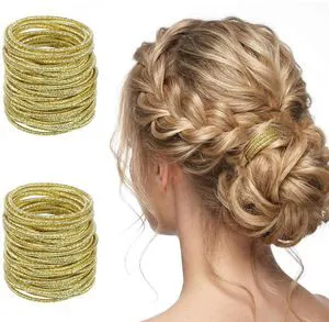 50 Pieces Gold Hair Ties, Gold Rubber Bands for Hair No-metal Elastic Ties Ponytail Accessories 0.08 inch (2 mm) Thick, 1.65 Inch (4.2 cm) diameter Thick for Fine to Medium Hairs 50 Pieces Gold Hair Ties, Gold Rubber Bands for Hair No-metal Elastic Ties Ponytail Accessories 0.08 inch (2 mm) Thick, 1.65 Inch (4.2 cm) diameter Thick for Fine to Medium Hairs