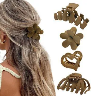 4 pack Multi-Styles hair clips for both thin and thick hair,Neutral Colors Matte Claw Clips,Strong Hold and non-slip claw clips for women 4 pack Multi-Styles hair clips for both thin and thick hair,Neutral Colors Matte Claw Clips,Strong Hold and non-slip claw clips for women