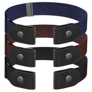 3 PCS No Buckle Stretch Belt Invisible Elastic Waist Belt Set | for Women & Men, Adjustable Lazy Belts, for Jeans Pants, Comfortable Stretchy, Buckleless Belts, Navy, Black, Brown 3 PCS No Buckle Stretch Belt Invisible Elastic Waist Belt Set | for Women & Men, Adjustable Lazy Belts, for Jeans Pants, Comfortable Stretchy, Buckleless Belts, Navy, Black, Brown