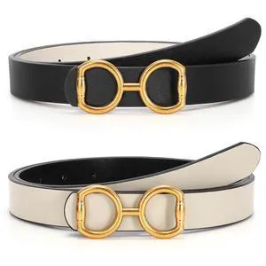 TRIWORKS Women Reversible Leather Belt for Jeans Pants,Fashion Gold Buckle Ladies Dress BeltB-Black/Beige TRIWORKS Women Reversible Leather Belt for Jeans Pants,Fashion Gold Buckle Ladies Dress BeltB-Black/Beige