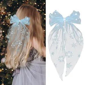 Christmas Large Hair Bows for Women Big Bow Barrettes Accessories with Red Santa Hat Design Candy Hair Clips Big Ribbon Bows for Girls Party Supplies (snowflake 01) Christmas Large Hair Bows for Women Big Bow Barrettes Accessories with Red Santa Hat Design Candy Hair Clips Big Ribbon Bows for Girls Party Supplies (snowflake 01)