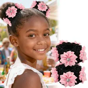 2PCS Pink Rhinestone Flower Fake Hair Scrunchies No Damage for Girls | Fake Elastic Hair Ties with Floral Design, Soft & Stretchy Ponytail Holders for Thick Thin Hair, Rhinestone Flower Decor 2PCS Pink Rhinestone Flower Fake Hair Scrunchies No Damage for Girls | Fake Elastic Hair Ties with Floral Design, Soft & Stretchy Ponytail Holders for Thick Thin Hair, Rhinestone Flower Decor