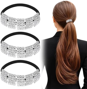 3pcs Pony Tails Hair Ties, Crystal Ponytail Holders, Hair Ties, Silver | Sparkly Rhinestone, Elastic Scrunchies, for Thin Thick Hair, Rhinestone Hair Accessories, for Women Girls 3pcs Pony Tails Hair Ties, Crystal Ponytail Holders, Hair Ties, Silver | Sparkly Rhinestone, Elastic Scrunchies, for Thin Thick Hair, Rhinestone Hair Accessories, for Women Girls
