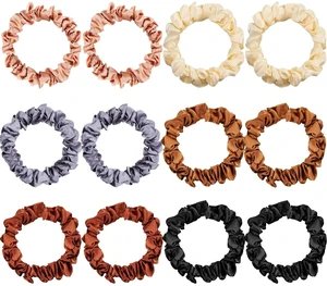 12 Pcs Small Satin Scrunchies Bulk Silk Hair Ties for Women, Multicolor | Mini Scrunchy, Thin Hair Bands, Skinny Ponytail Holders, Suitable for Thick Curly Ponytails Wrist Decor 12 Pcs Small Satin Scrunchies Bulk Silk Hair Ties for Women, Multicolor | Mini Scrunchy, Thin Hair Bands, Skinny Ponytail Holders, Suitable for Thick Curly Ponytails Wrist Decor