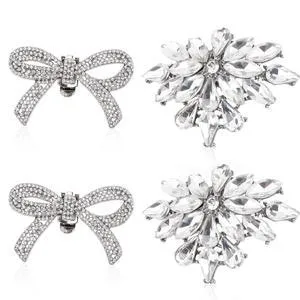 Fukaisu 4pcs Rhinestone Shoe Clip, 2 Style Flower Shoe Clips Detachable Rhinestone Bow Heels Accessories for Women Heels Dress Shoes Fukaisu 4pcs Rhinestone Shoe Clip, 2 Style Flower Shoe Clips Detachable Rhinestone Bow Heels Accessories for Women Heels Dress Shoes